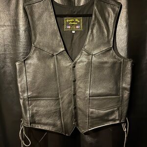Purple hog leather Black Leather Vest